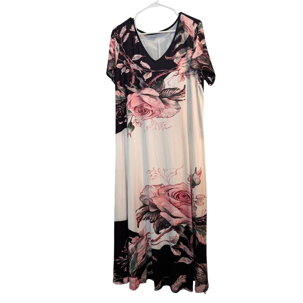 Emery Rose Rose-Print Maxi Dress – Size 1XL – NWT Romantic Boho